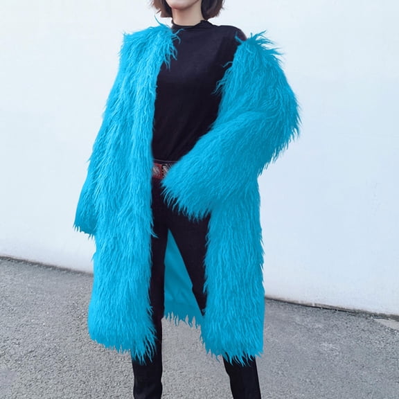 Ofreoo Winter Jackets for Women Faux Fur Coat with Solid V-neck,Holiday,Wedding,Party ,Christmas Clearance