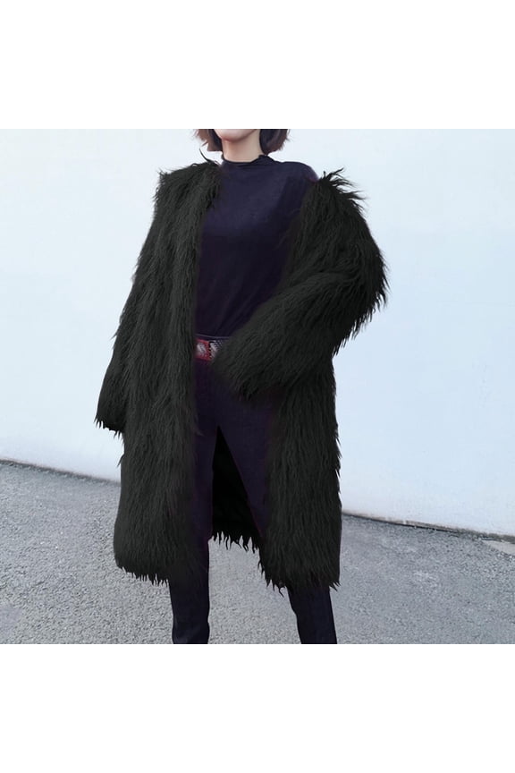 Winter Jackets for Women Faux Fur Coat with Solid V-neck,Holiday,Wedding,Party ,Christmas Clearance