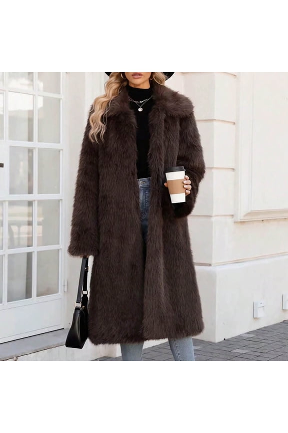 Winter Jackets for Women Faux Fur Coat with Solid V-neck,Holiday,Wedding,Party ,on Clearance