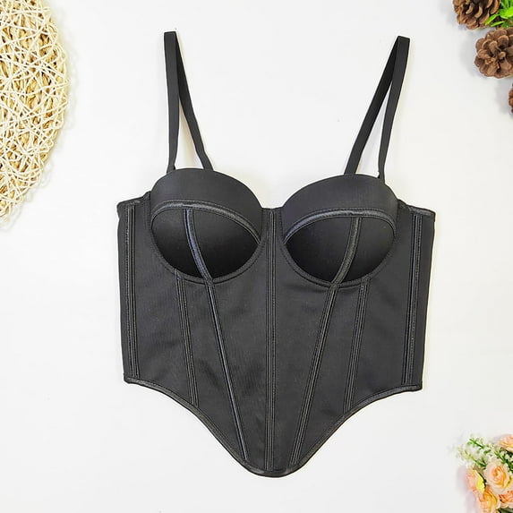 Ofreoo Women Irregular Fishbone Corset Inside With Outside Wearing Suspenders Female Corset Waist Christmas Gift