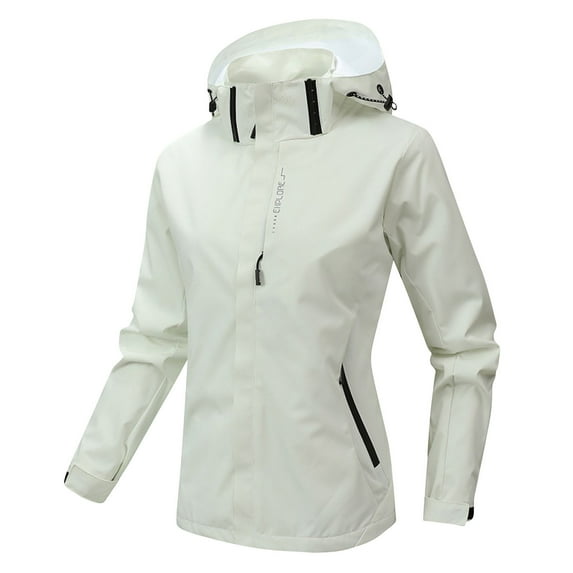 Ofreoo Women Solid Color Fall And Winter Hoodies Loose Outdoor Sports Jacket Coat Rain Jacket Women Deal of the Week