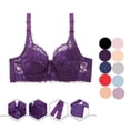 thumbnail image 1 of Ofreoo Women's Balconette Push Up Bra Plus Size Lace Unlined Sheer Underwire, 1 of 9