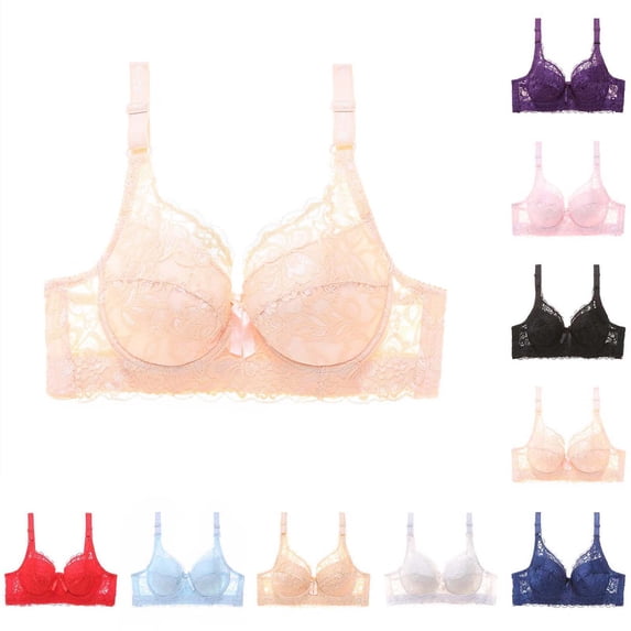 Ofreoo Women's Balconette Push Up Bra Plus Size Lace Unlined Sheer Underwire