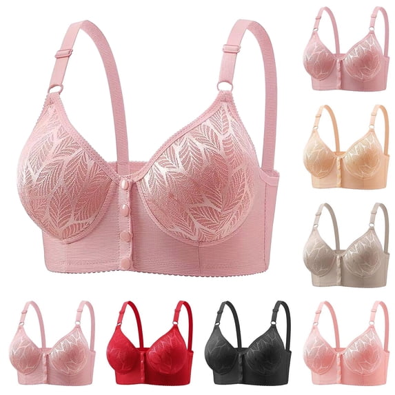 Ofreoo Women's Comfortable Soft Wirefree Seamless Front Closure Mastectomy Bra Surgical Post-Surgery Recovery Bra with Pocket for Breast Prosthesis Breast Forms Bralette Everyday Daily Wear