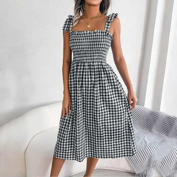 Ofreoo Women's Crew Neck Summer Casual Loose Sleevless Dress Great Gifts for Less
