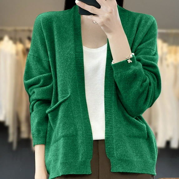 Ofreoo Women's Fashion Casual Winter New Solid Color Long Sleeve Short Knitted Cardigan Shawl Coat Lightweight Jacket Women Great Gifts for Less