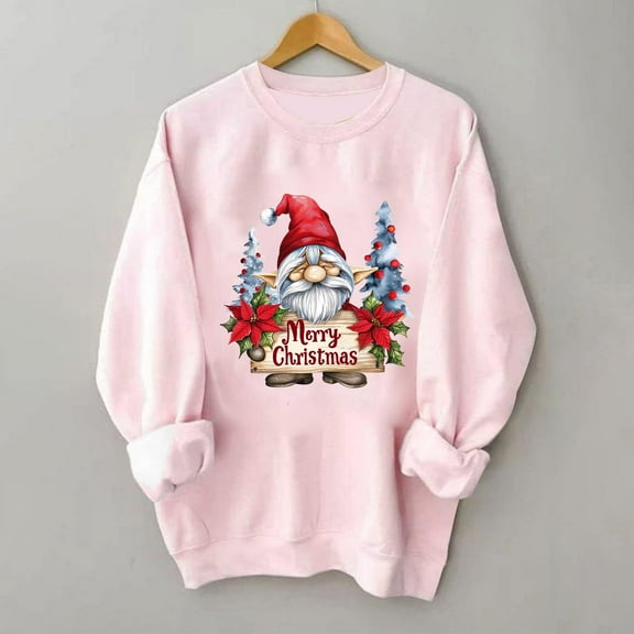 Ofreoo Women's Fashion Printed Loose Long Sleeve Blouse Round Neck Hoodless Sweatshirts Workout Sets for Women Great Gifts for Less