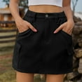 thumbnail image 1 of Ofreoo Women's Fashion Solid Color Elastic Waist Cowboy Cargo Skirt Skirts for Women Gift for Girls, 1 of 5