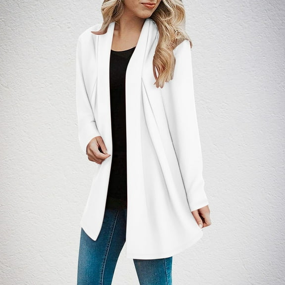 Ofreoo Women's Fashion Solid LooseLong Sleeves Blouse Cardigan Coat Lightweight Jacket Women Great Gifts for Less