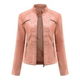thumbnail image 1 of Ofreoo Women's Leather Standing Collar Slim Fitting Motorcycle Jacket Leather Jacket Fall Outfits for Women 2024 Great Gifts for Less, 1 of 5