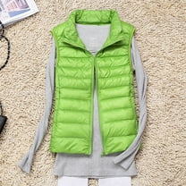 Ofreoo Women's Light Down Jacket Women's Large Size Slim Short Winter Portable Waistcoat Lnternal Pocket Zip Jackets for Women Deal for Days Holiday Decor