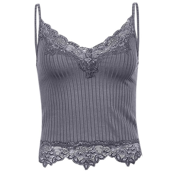 Ofreoo Women's Patchwork Tank Top Ribbed Knit Fairy Grunge Crop V Neck Camisole Top Deal of the Week