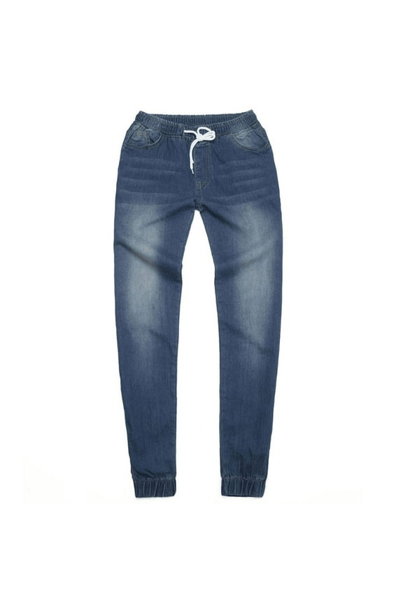 Women's Plus Size Flexible Motion Elastic Waistband Straight Leg Jean ,Low Waistband Ankle Binding Commuting Style Casual Pocket Jeans