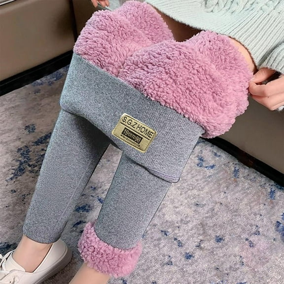 Ofreoo Women's Skinny Ponte Knit Pants Casual Fashion Solid Color High Waist Add Fleece ToSkinny Leggings Pants