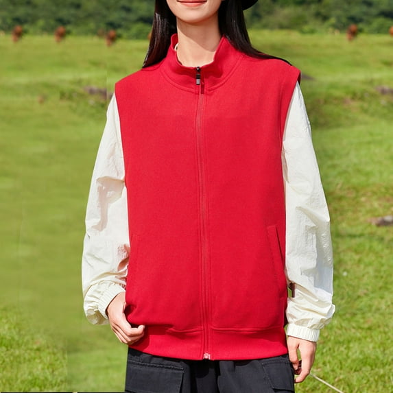 Ofreoo Women's Sleeveless Hat Fleece Casual Coat on Clearance