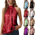 thumbnail image 1 of Baeitkot Women’s Sleeveless Summer Tank Top with Stand Collar, Solid Color Casual Top, 1 of 9