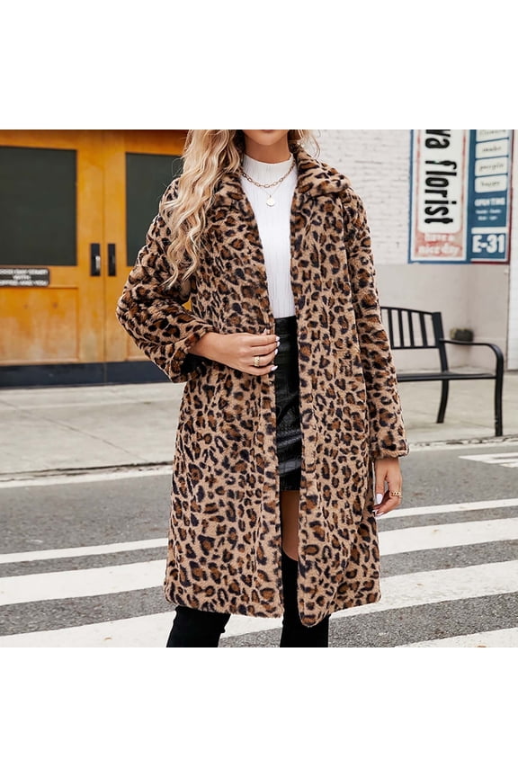 Womens Fur Coat Warm Long Faux Fur Solid V-neck Jacket,Holiday,Wedding,Party