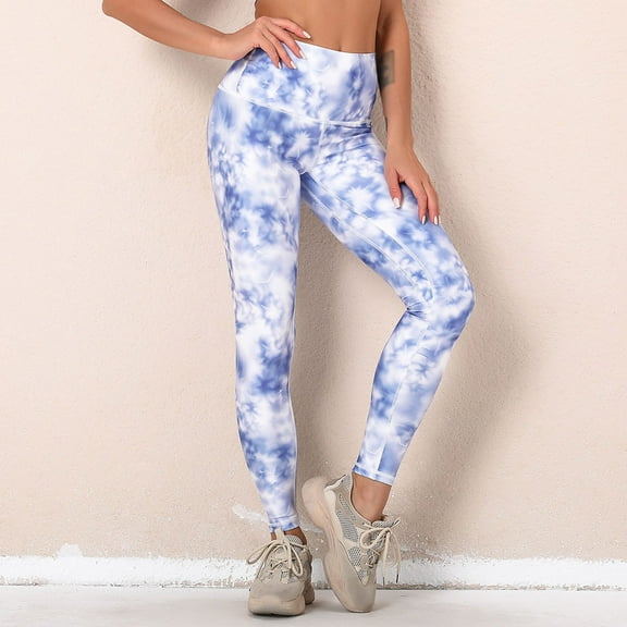 Ofreoo Womens High Waist Sports Tie-Dye Print Workout Bottom Yoga Pants Tight Leggings Yoga Pants Women Deal for Days Holiday Decor