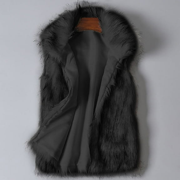 Ofreoo Womens Winter Coats Faux Vest with Stand Collar ,Fur Jackets,Holiday,Wedding,Party Christmas Gift