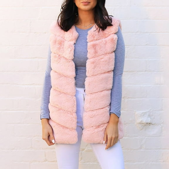 Ofreoo Womens Winter Coats Faux Vest with Stand Collar ,Fur Jackets,Holiday,Wedding,Party ,on Clearance