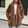 thumbnail image 1 of Ofreoo Womens Winter Coats Warm Solid V-neck Faux Fur Jacket,Holiday,Wedding,Party ,Christmas Clearance, 1 of 9