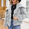 thumbnail image 1 of Ofreoo Womens Winter Coats Warm Solid V-neck Faux Fur Jacket,Holiday,Wedding,Party ,Christmas Gift, 1 of 9