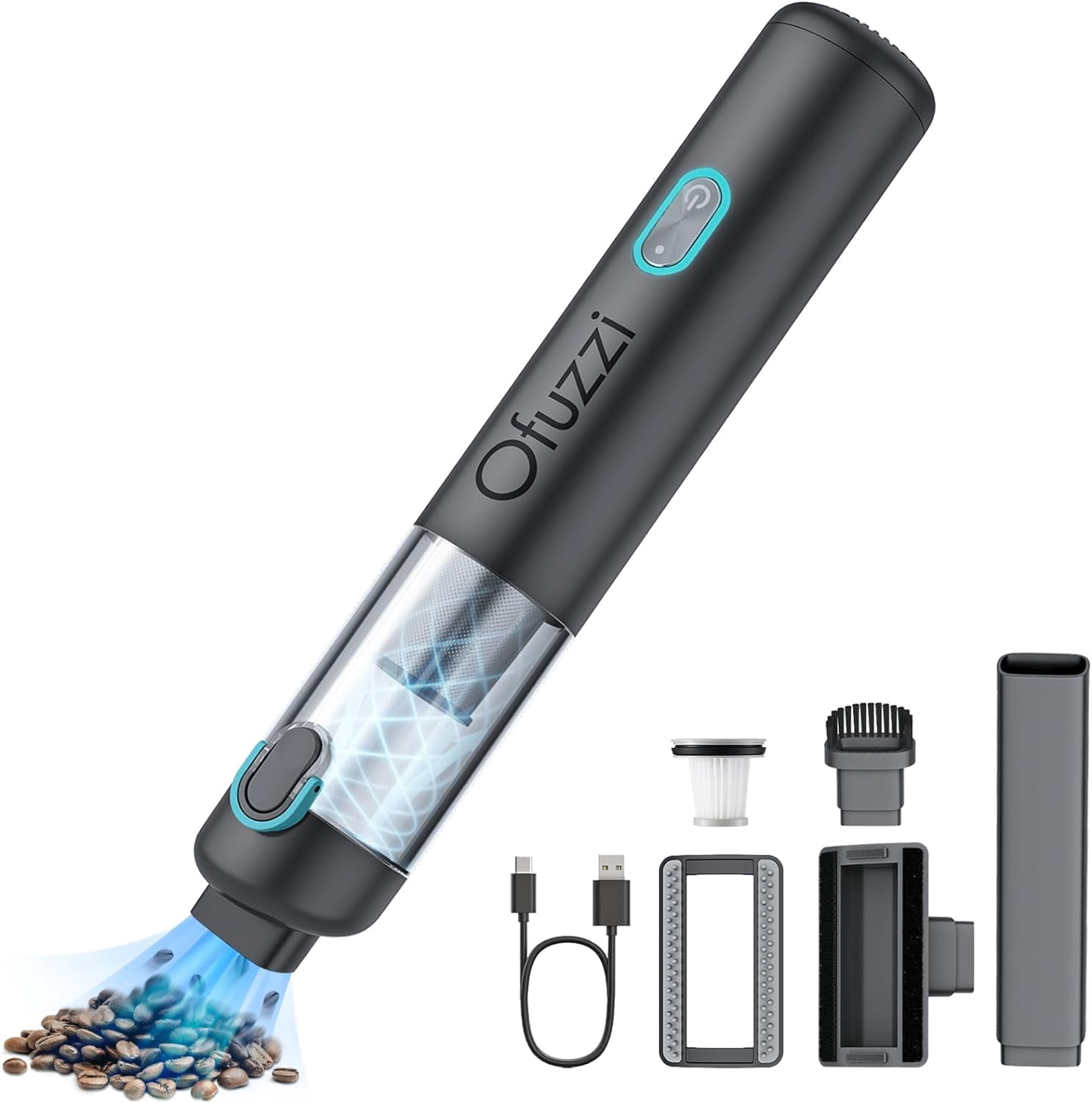 Ofuzzi H8 Apex Draadloze handstofzuiger, krachtige zuigkracht 12 kPa/30 AW, snel opladen type C, dubbele filtratie, draagbare mini-stofzuiger voor het reinigen van het huis, dier