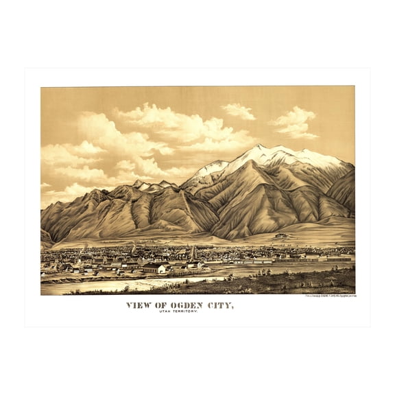 Ogden Art, 1889 Vintage Map of Ogden Utah, UT History Wall Decor Gift, Old Ogden Map - 24" x 18" Unframed Print