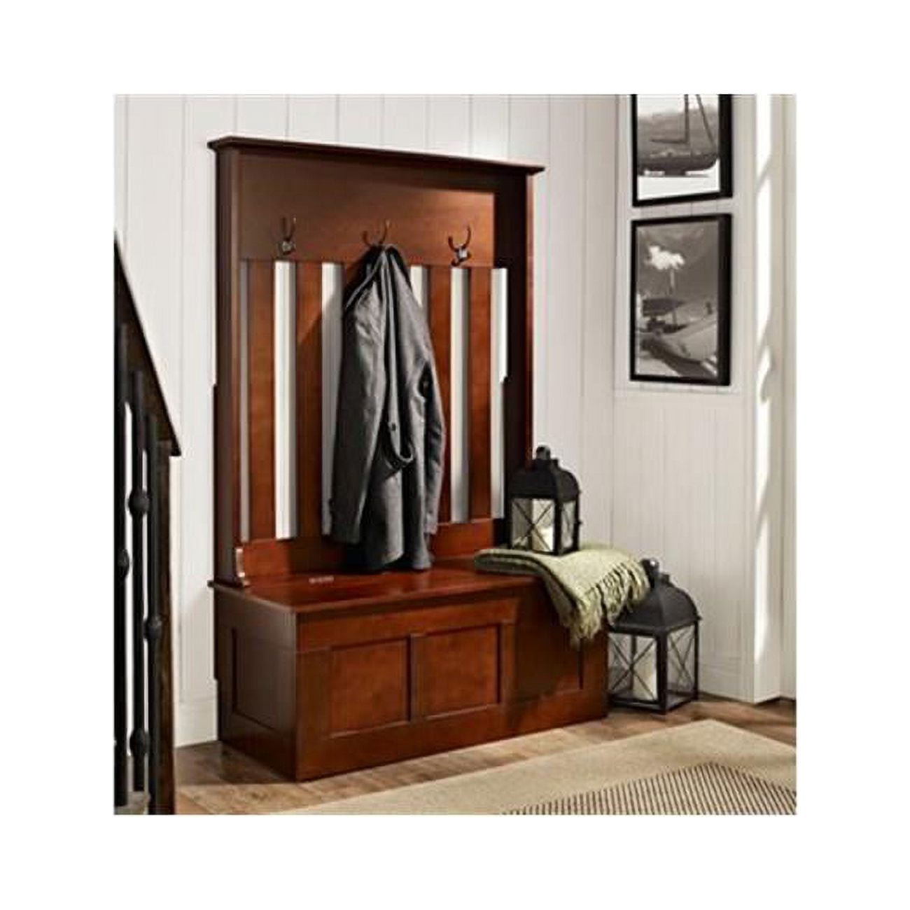 Ogden Entryway Hall Tree in Mahogany