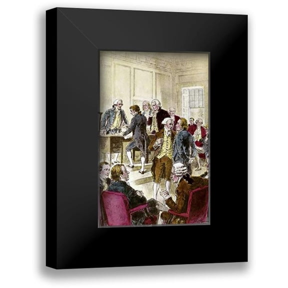 Ogden, Henry Alexander 13x18 Black Modern Framed Museum Art Print Titled - Signing The Declaration of Independence, 7/4/1776