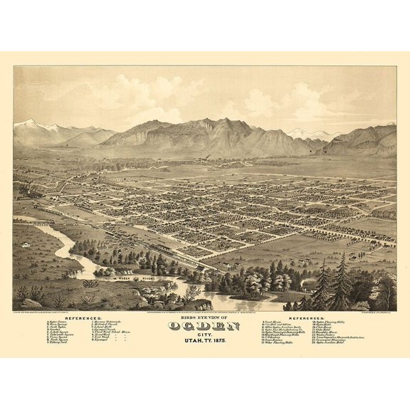 Ogden Utah - Glover 1875 by Glover (36 x 24)