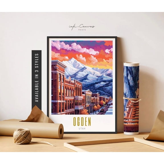 Ogden Utah Wall Art Print, Mountain Travel Decor