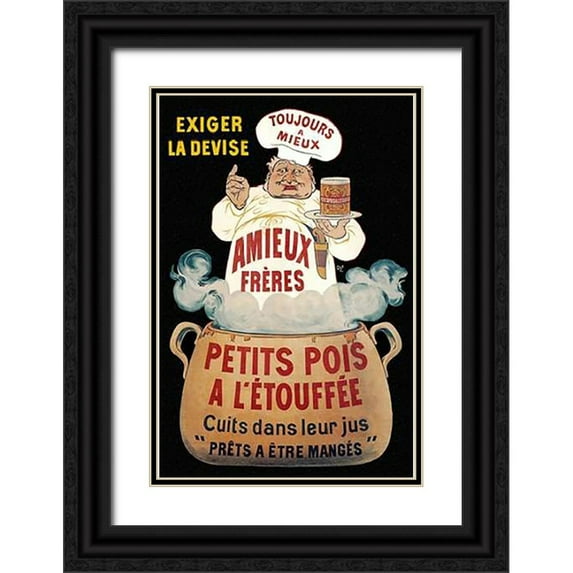 Oge, Eugene 23x32 Black Ornate Wood Framed with Double Matting Museum Art Print Titled - Cooks: Amieux Freres - Petits Pois a lEtouffee