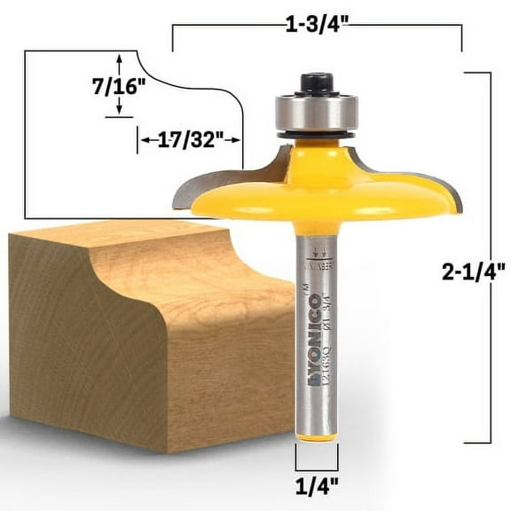 Ogee Euro Style Door and Drawer Front Edging Router Bit - 1/4" Shank - Yonico 12163q