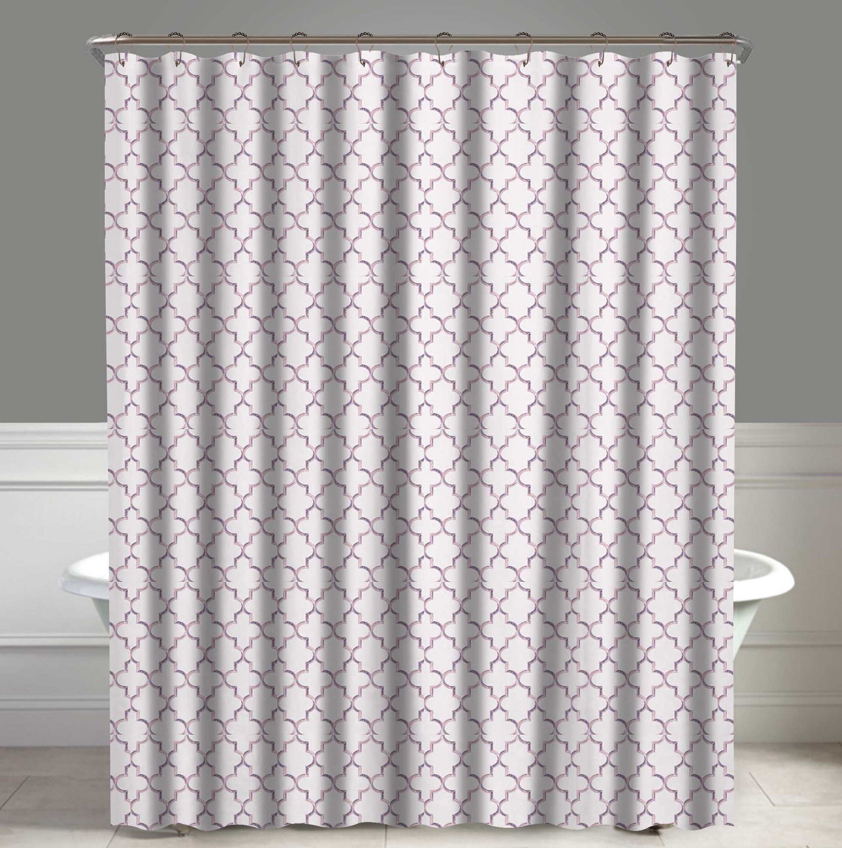 Ogee Purple Elsa Water Repellent Shower Curtain 72"X72", Free 12-Piece Shower Curtain Rings