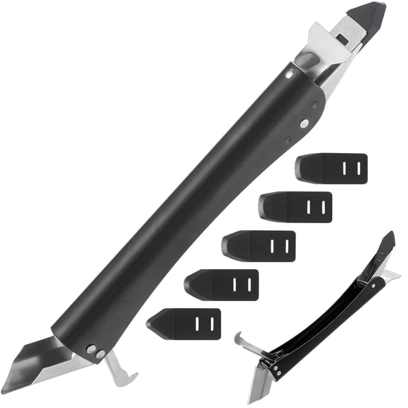 Ogetok 4 in 1 Stainless Steel Caulking Tool with Replaceable Silicone Head Scraper Grout Hook for Bathroom Kitchen Tile Finishing Home Improvement