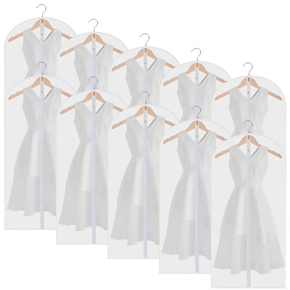 Ogetok10 Pcs Dustproof Protective Cover for Clothes - All-Purpose Plastic Garment Bag with Zipper 24 x 48 inch, Travel & Home Storage Essentials