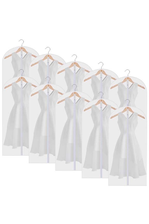 10 Pcs Dustproof Protective Cover for Clothes - All-Purpose Plastic Garment Bag with Zipper 24 x 48 inch, Travel & Home Storage Essentials