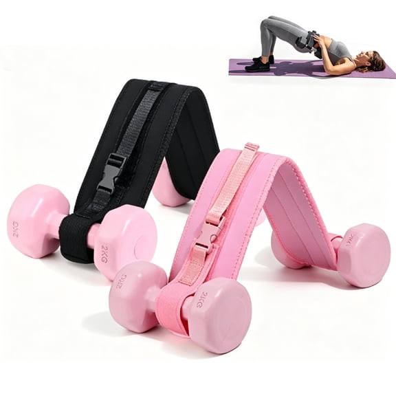 Ogetok Hip Thrust Dumbbell Bracket 2P Set One Black One Pink Adjustable Non Slip Heavy Duty Secure Grip Glute Workout Belt for Home Gym Universal Fit