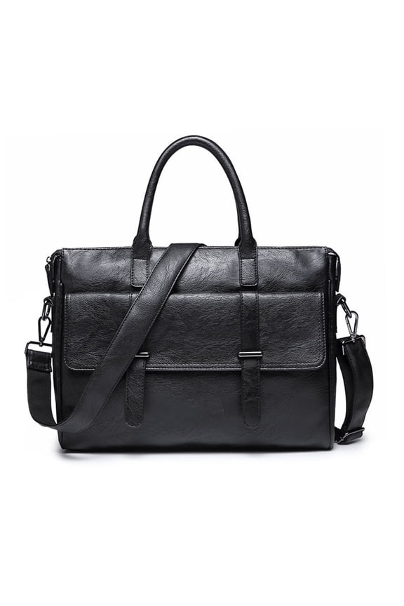 Briefcase Black - Portable Stylish Laptop Package with Multiple Compartments - Waterproof Leather-like Design,Suitable for Business Office School