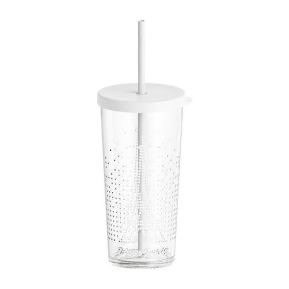 Oggfader 16.9oz Reusable Glass Tumbler with Lid and Straw - Durable Iced Coffee Cup, Large Capacity for Cold Drinks, Easy to Clean