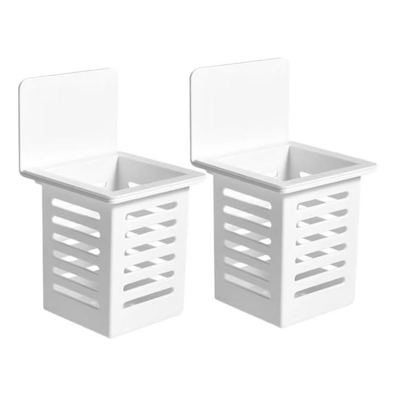 Oggfader 2 Pack Drill Free Wall Mounted Silverware Organizer - Adhesive, Removable, Compact White Cutlery Storage, Space Saving for Kitchen