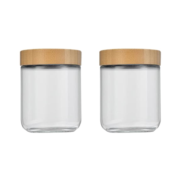Oggfader 2 Pack Large Capacity Glass Storage Jars with Wooden Lids, Airtight Borosilicate Glass for Food Storage (Grains, Oats, Tea)