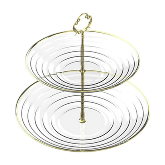 Oggfader 2 Tier White Plastic Cake Stand - Detachable Tiered Dessert Tray for Snacks, Picnic, Coffee Table