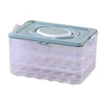 thumbnail image 1 of Oggfader 3 Layer Egg Storage Container for Fridge, 72 Capacity Clear Egg Holder with Lid & Handle, Blue Plastic Refrigerator Organizer Tray, 1 of 6