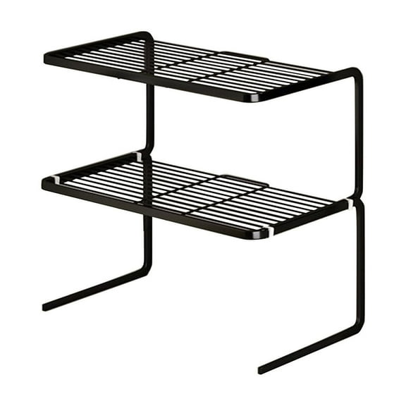 Oggfader 3 Tier Black Iron Pot Rack - Adjustable Space Saving Kitchen Countertop Organizer for Utensils, Storage Shelf