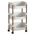 thumbnail image 1 of Oggfader 3 Tier Rolling Cart, Plastic Storage Rack with Wheels & Hooks, Easy Assemble, for Kitchen Bathroom Home Organizer, 1 of 6
