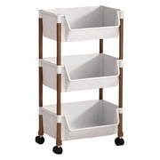 Oggfader 3 Tier Rolling Cart, Plastic Storage Rack with Wheels & Hooks, Easy Assemble, for Kitchen Bathroom Home Organizer