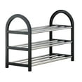 thumbnail image 1 of Oggfader 3-Tier Stainless Steel Shoe Rack, Heavy Duty Freestanding Entryway Storage, Tool-Free Assembly, Dustproof Black Rack for Dorm Room & Small Apartment, 1 of 6