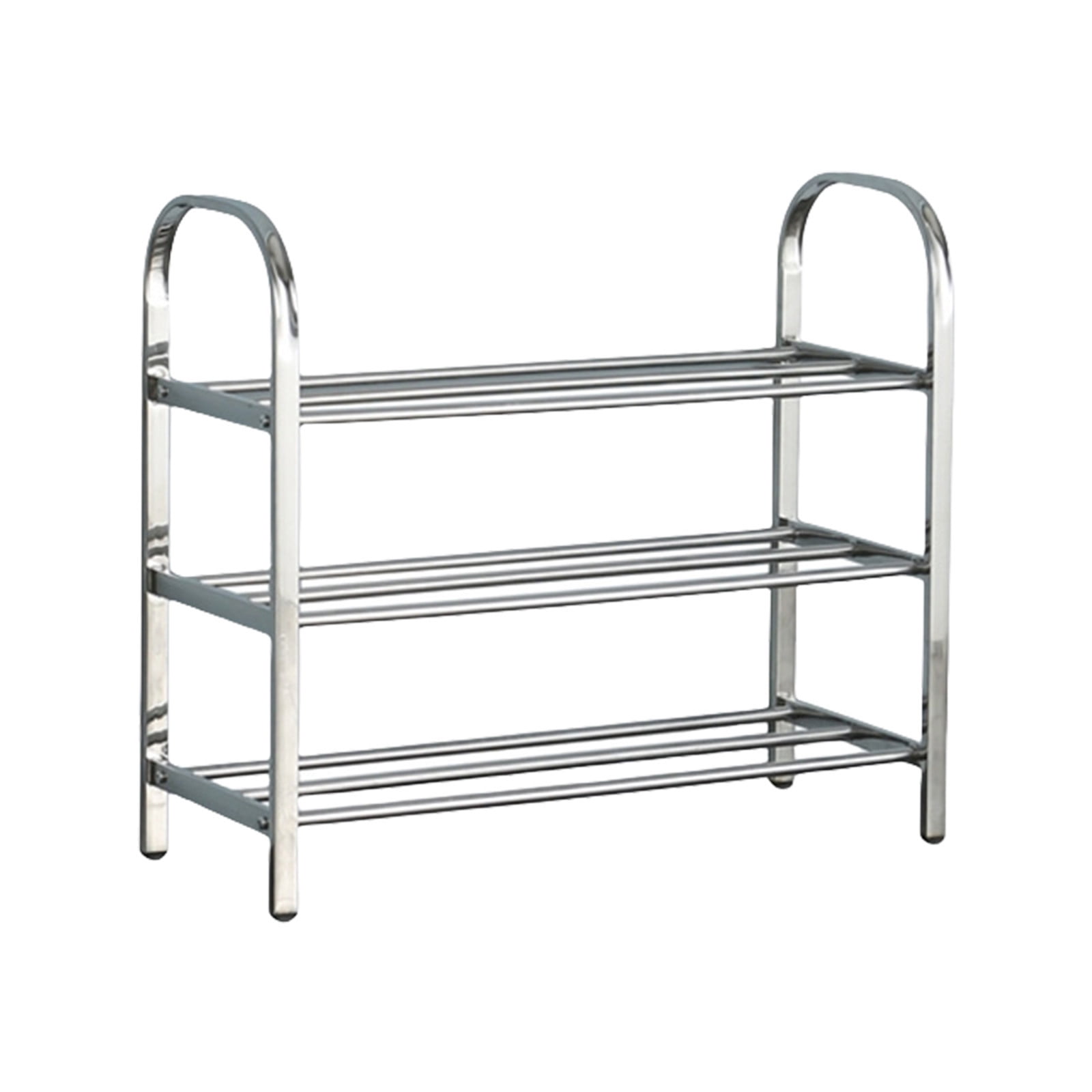 Shoe Rack Silver Oggfader 3 Tier Stainless Steel Shoe Rack, Silver Space Saving Entryway ...